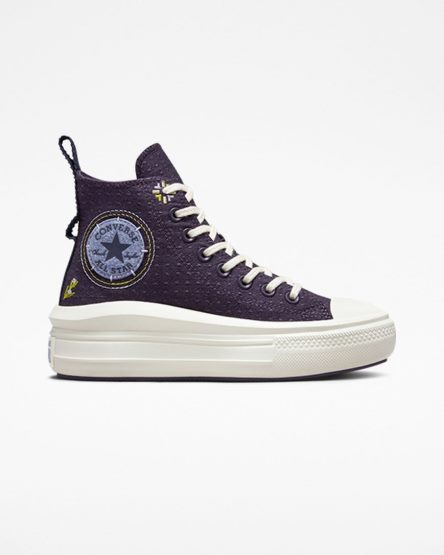 Pantofi Platforma Dama Converse Chuck Taylor All Star Move Autumn Embroidery Inalti Violet | RO VHFYP643